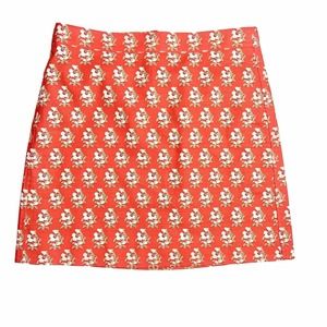 J Crew Pencil Skirt Women 4 Red White Floral Floral Core Career Classic Cotton‎